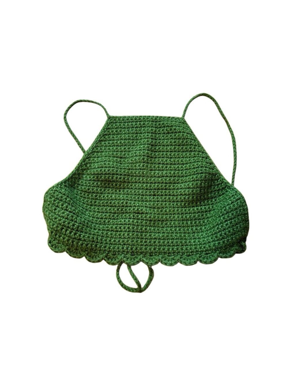 Illiez Handmade forest Green Crochet Backless Crop Tank One Size